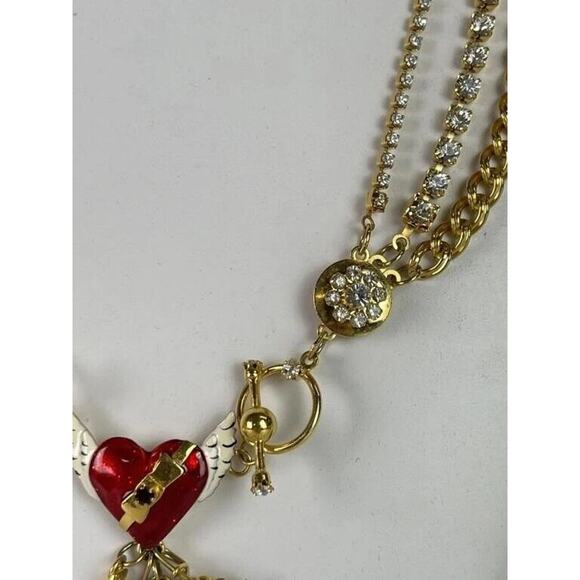 Lunch At the Ritz Heart Necklace & Earring Set Gold Tone Signed Vintage RARE Art - Picture 5 of 14